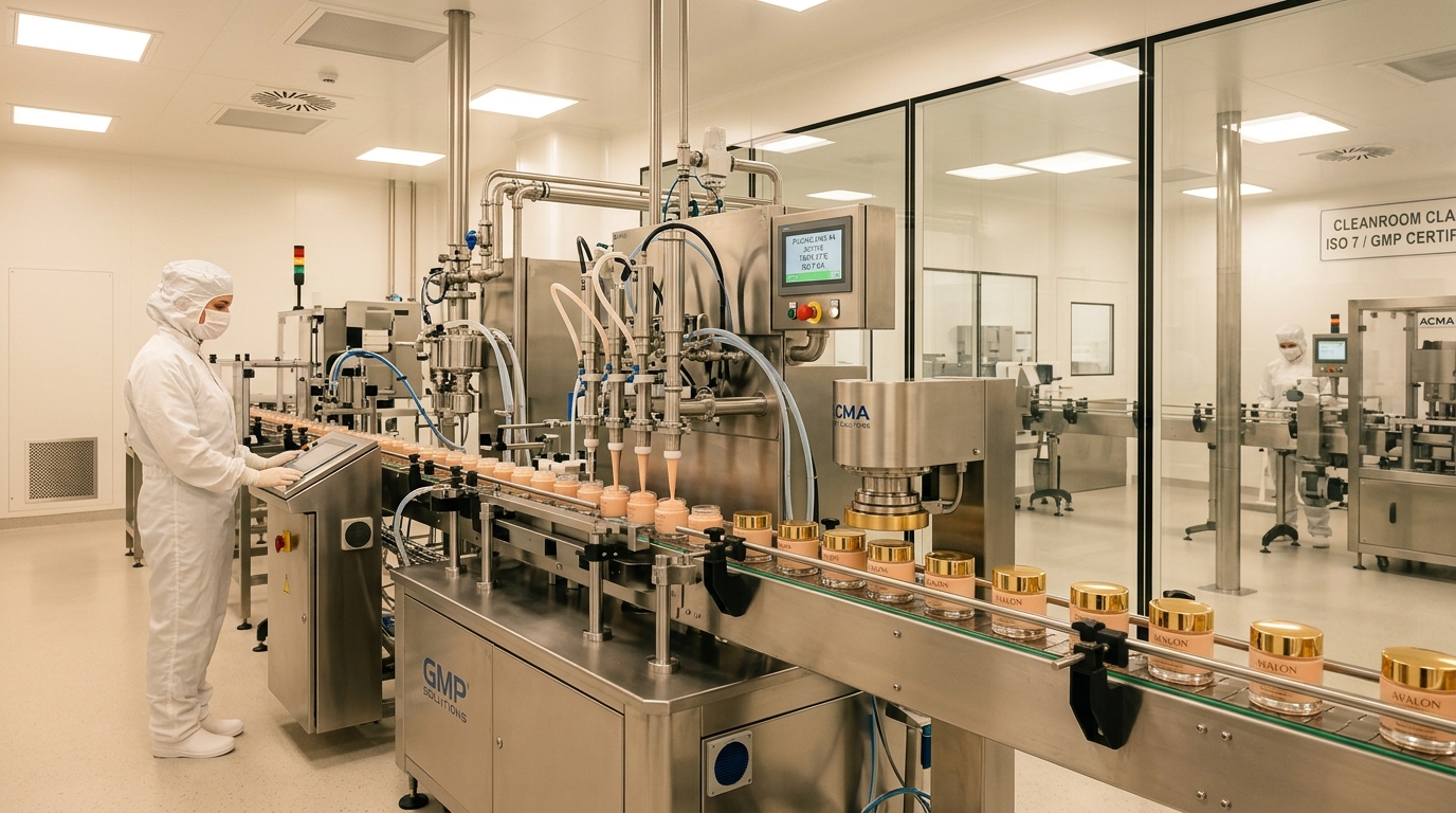 Automated cleanroom cosmetics manufacturing facility